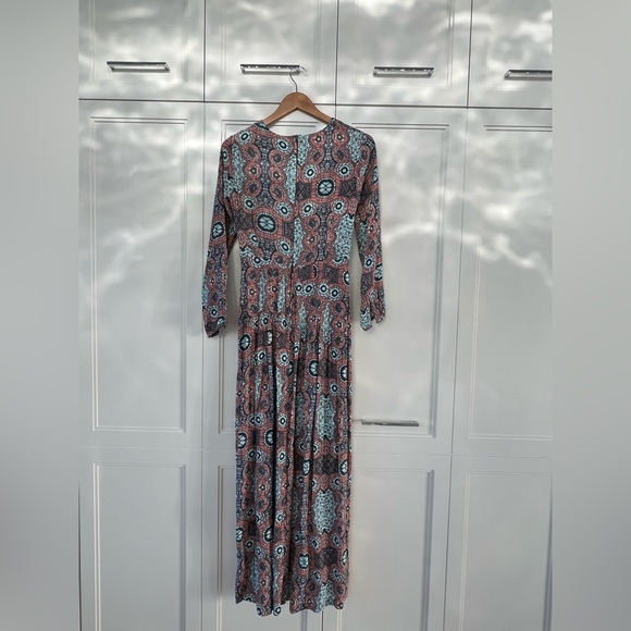 Vintage printed maxi dress with long sleeves and fitted waist - Picture 6 of 8